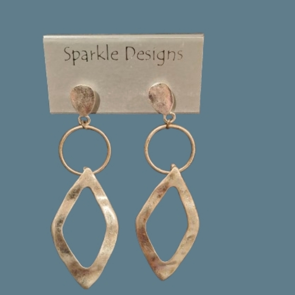 NEW Silver Earrings Dangle Diamond Geometric Boho Style Stud backing